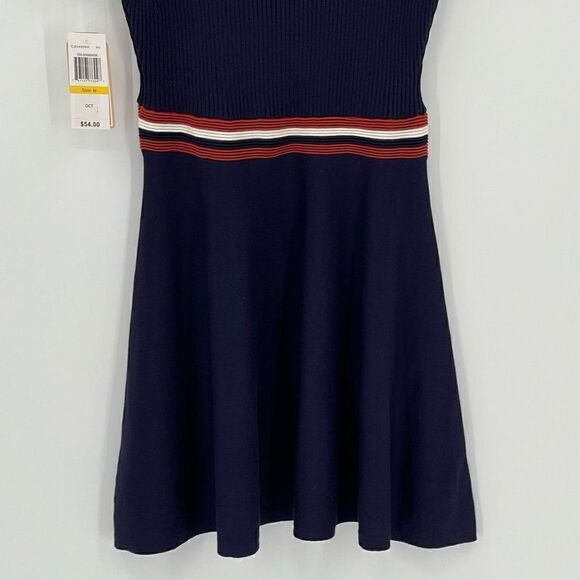 Copper Key Ribbed Knit Fit & Flare Sweater Skater Dress Mini Juniors Medium Navy - Picture 6 of 7